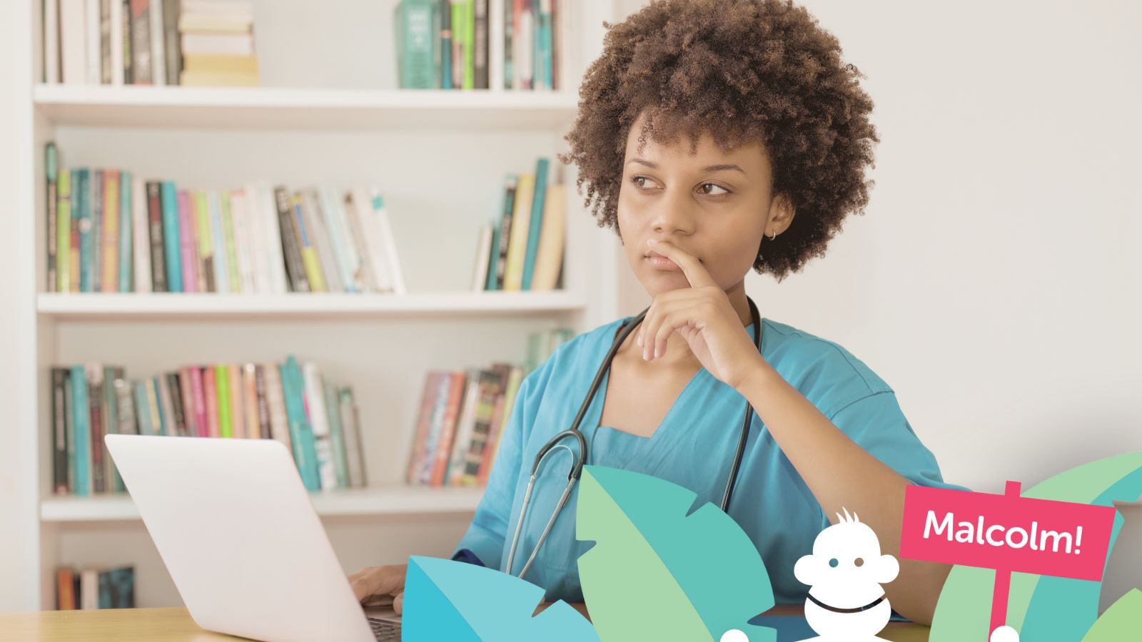 Healthcare worker looking at computer