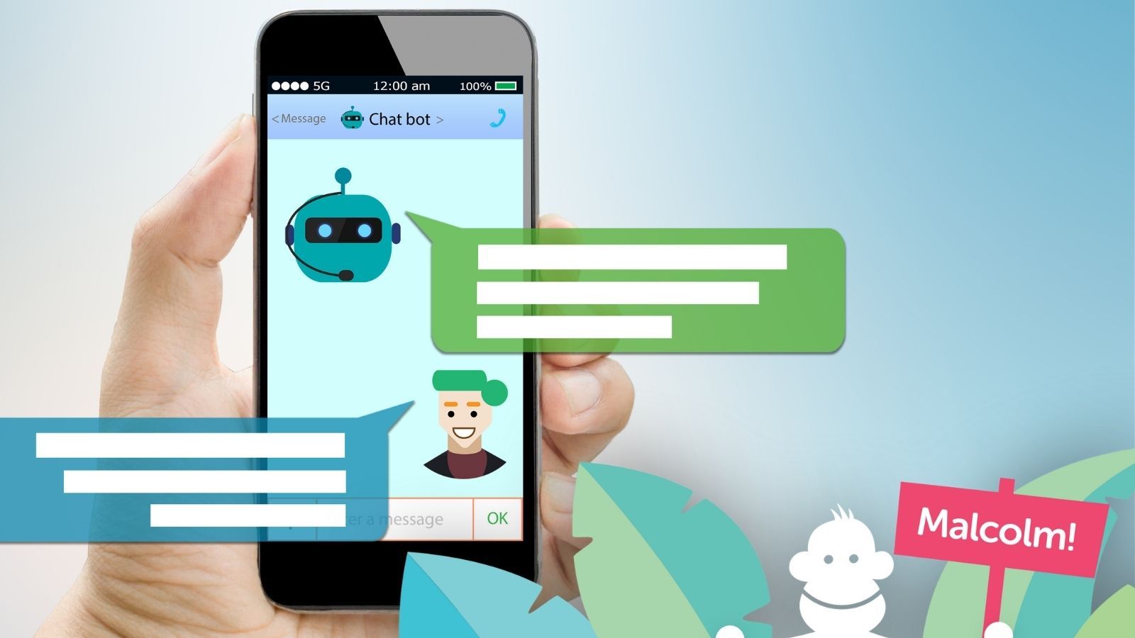 A chat bot on a mobile phone